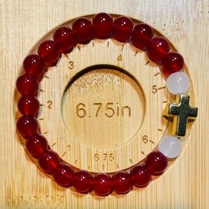 Red Beaded Bracelet with Cross